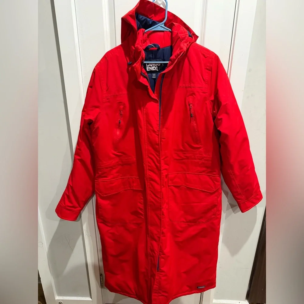 Lands' End Squall Waterproof‎ Insulated Winter Stadium Maxi Coat- Red, Women's L